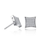 Silver Rhinestone Square Earrings