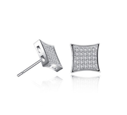 Silver Rhinestone Square Earrings