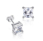 Square Solitaire Stud Earrings