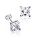 Square Solitaire Stud Earrings