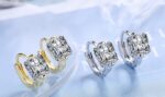 Square Stud Hoop Earrings - Image 3