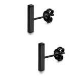 Stainless Steel Black Bar Earrings - Image 2