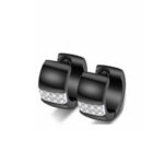 Stainless Steel Black Huggie Earrings