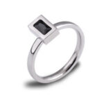 Stainless Steel Black Stone Ring