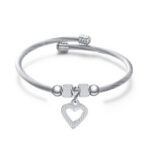 Stainless Steel Cable Wire Heart Bracelet