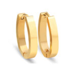 Stainless Steel Gold Oval Earrings