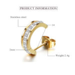 Stainless Steel Half Moon Rhinestone Earrings - Image 2
