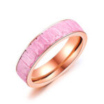 Stainless Steel Multi-layer Pink Rectangular Rose Gold Ring