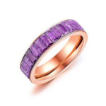 Stainless Steel Multi-layer Purple Rectangular Rose Gold Ring