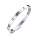 Stainless Steel Rhinestone Bangle Bracelet