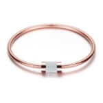Stainless Steel Rose Gold Rhinestone Bangle