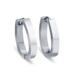 Stainless Steel Silver Oval Earrings