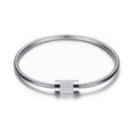 Stainless Steel Silver Rhinestone Bangle