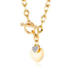T Bar Heart Necklace Gold