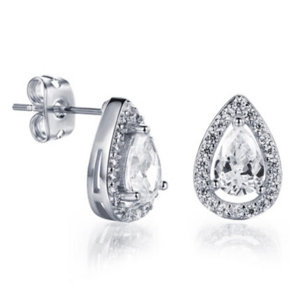 Rhinestone Silver Rain Drop Earrings