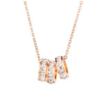 Three Ring Pendant Necklace Rose Gold