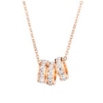 Three Ring Pendant Necklace Rose Gold
