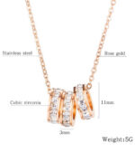 Three Ring Pendant Necklace Rose Gold - Image 2