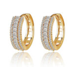 Three Row Rhinestone Hoop Earrings