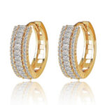 Three Row Rhinestone Hoop Earrings