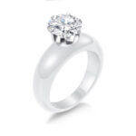 White Porcelain Solitaire Ring