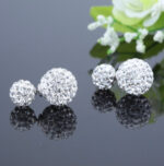 .925 Sterling Silver Double Sided Shamballa Stud Earrings - Image 4